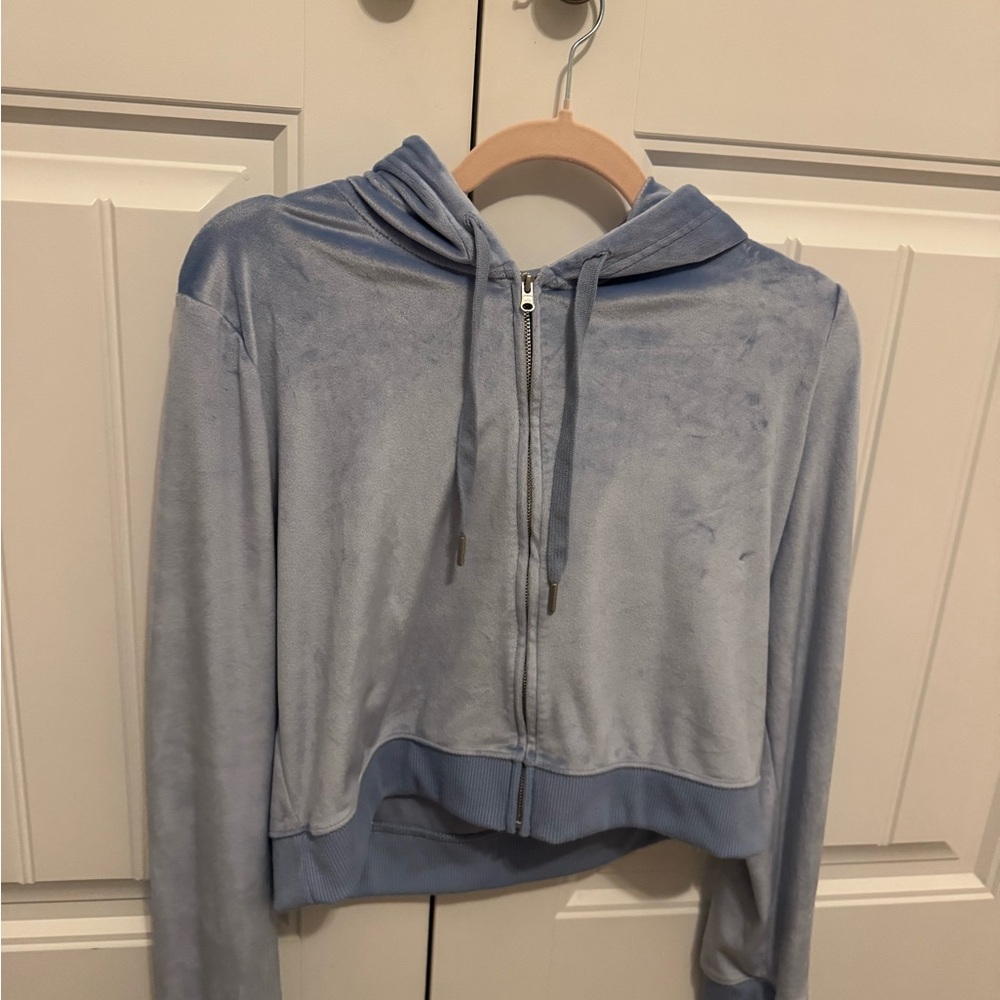 Light Blue Velvet Hoodie
